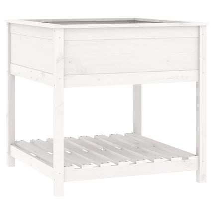 Odlingslåda med hylla vit 82,5x82,5x81 cm massiv furu