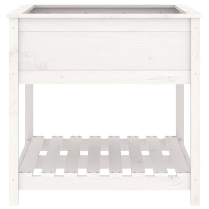 Odlingslåda med hylla vit 82,5x82,5x81 cm massiv furu