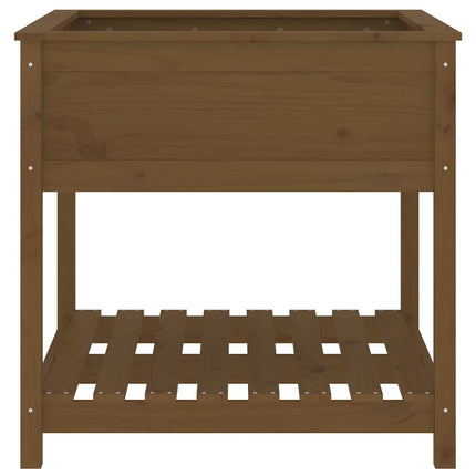 Odlingslåda med hylla honungsbrun 82,5x82,5x81 cm massiv furu