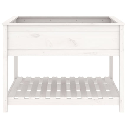 Odlingslåda med hylla vit 111,5x111,5x81 cm massiv furu