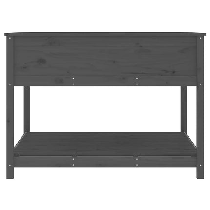 Odlingslåda med hylla grå 111,5x111,5x81 cm massiv furu