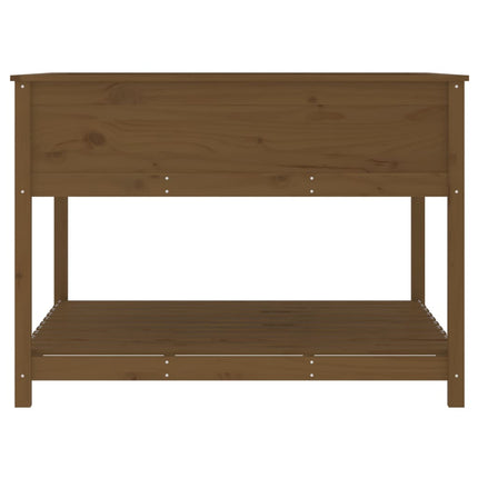 Odlingslåda med hylla honungsbrun 111,5x111,5x81 cm massiv furu