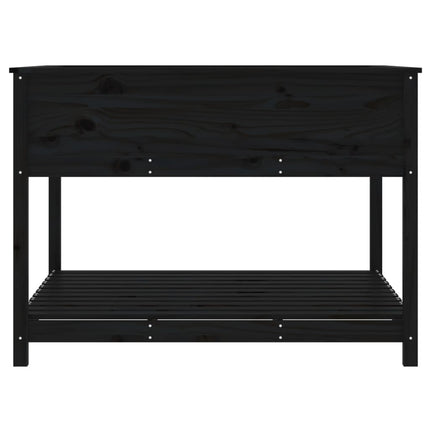 Odlingslåda med hylla svart 111,5x111,5x81 cm massiv furu
