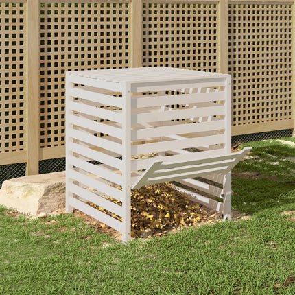 Kompostlåda vit 82,5x82,5x99,5 cm massiv furu