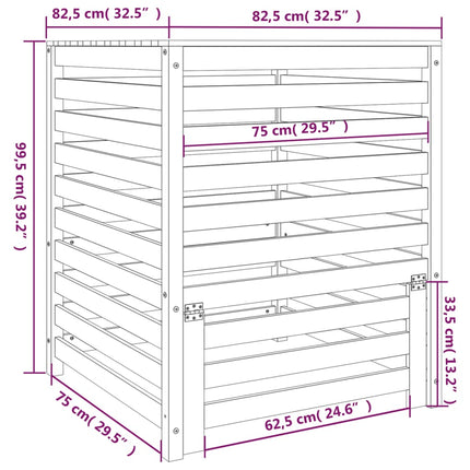 Kompostlåda vit 82,5x82,5x99,5 cm massiv furu