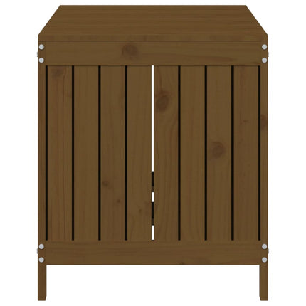Förvaringslåda honungsbrun 121x55x64 cm massiv furu