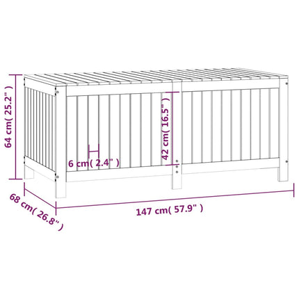 Dynbox vit 147x68x64 cm massiv furu