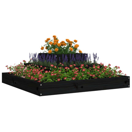 Odlingslåda svart 80x80x27 cm massiv furu