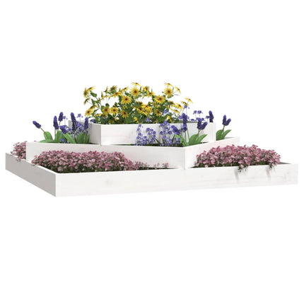 Odlingslåda vit 112x112x27 cm massiv furu