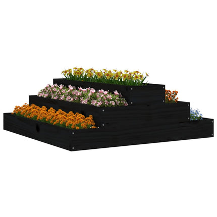 Odlingslåda svart 80x80x27 cm massiv furu
