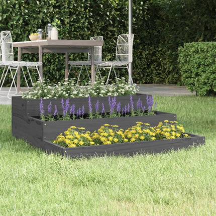 Odlingslåda grå 78x78x27 cm massiv furu