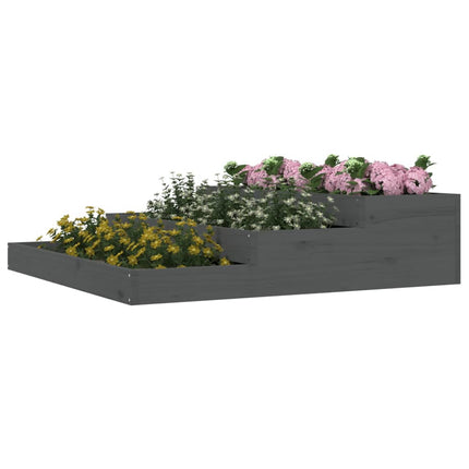 Odlingslåda grå 107x107x27 cm massiv furu