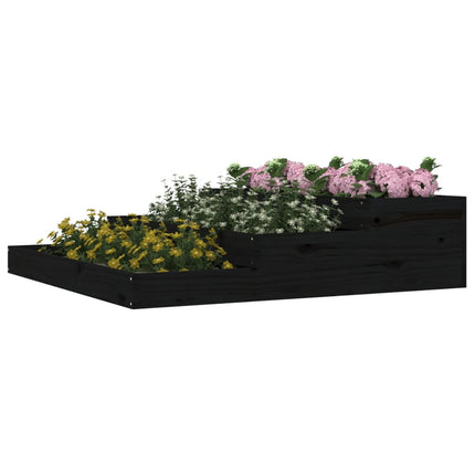 Odlingslåda svart 107x107x27 cm massiv furu
