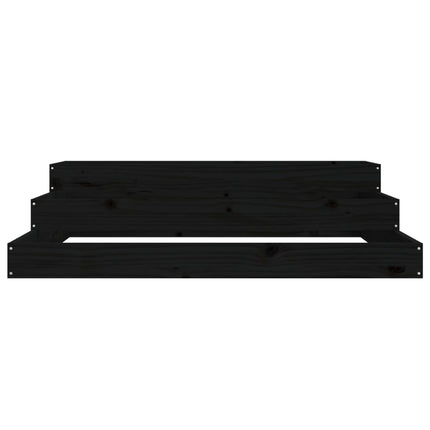 Odlingslåda svart 107x107x27 cm massiv furu