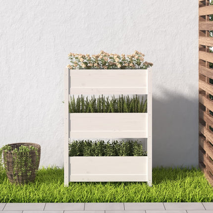 Odlingslåda vit 77x25x104,5 cm massiv furu