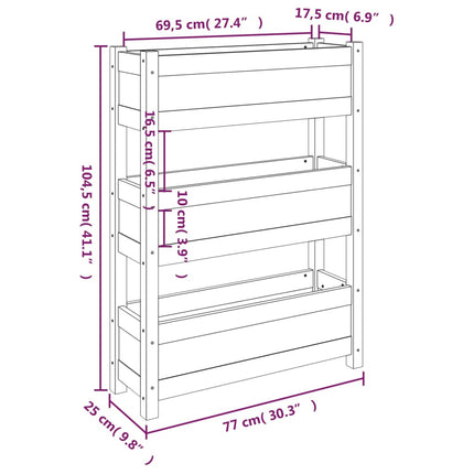 Odlingslåda vit 77x25x104,5 cm massiv furu
