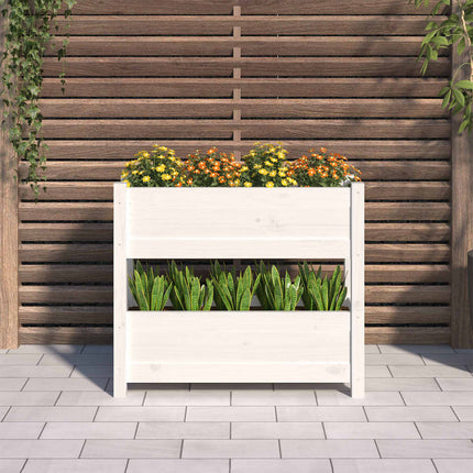 Odlingslåda vit 77x25x66 cm massiv furu