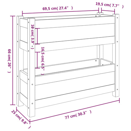 Odlingslåda vit 77x25x66 cm massiv furu