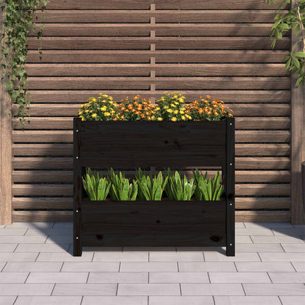 Odlingslåda svart 77x25x66 cm massiv furu