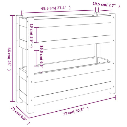 Odlingslåda svart 77x25x66 cm massiv furu