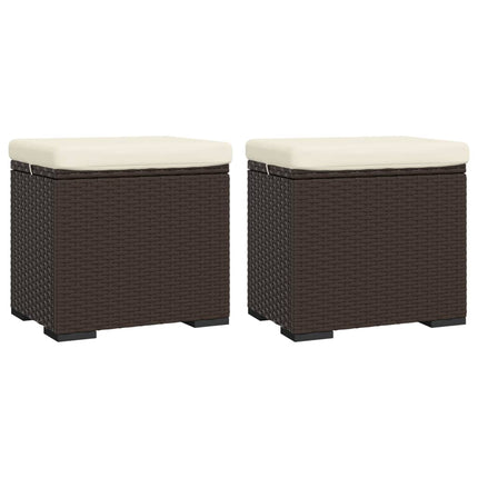 Fotpall med kudde 2 st brun 40x30x40 cm konstrotting