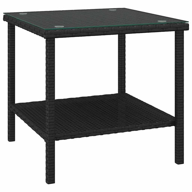 Sidobord svart 45x45x45 cm konstrotting och härdat glas