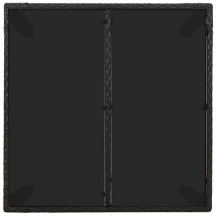 Trädgårdsbord med glasskiva svart 90x90x75 cm konstrotting