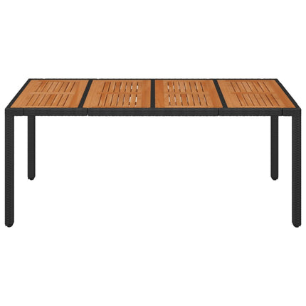 Trädgårdsbord med träskiva svart 190x90x75 cm konstrotting