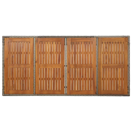 Trädgårdsbord med träskiva grå 190x90x75 cm konstrotting