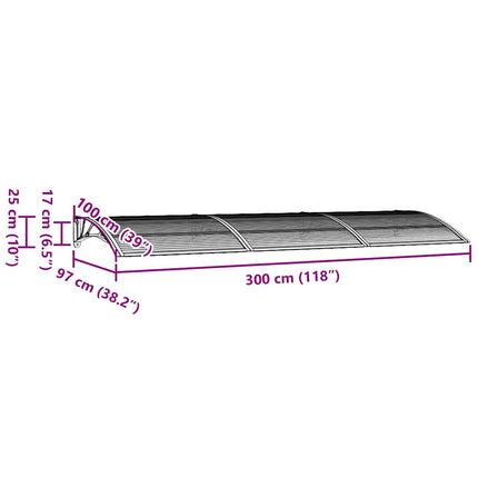 Entrétak grå 300x100 cm polykarbonat