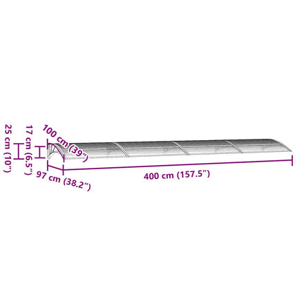 Dörrtak grå 400x100 cm polykarbonat