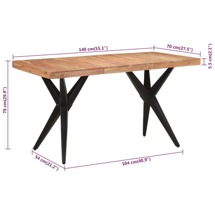 Matbord svart 140x70x76 cm massivt akaciaträ