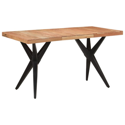Matbord svart 140x70x76 cm massivt akaciaträ