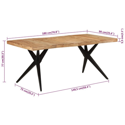 Matbord svart 180x90x77 cm massivt akaciaträ