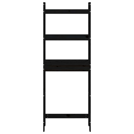 Badrumshylla svart 63x26x171 cm massiv furu