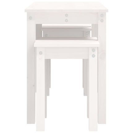 Satsbord 3 st vit massiv furu