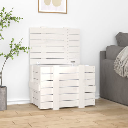 Förvaringslåda vit 58x40,5x42 cm massiv furu