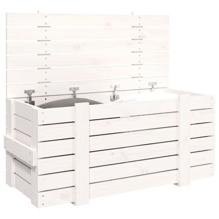 Förvaringslåda vit 91x40,5x42 cm massiv furu