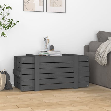Förvaringslåda grå 91x40,5x42 cm massiv furu