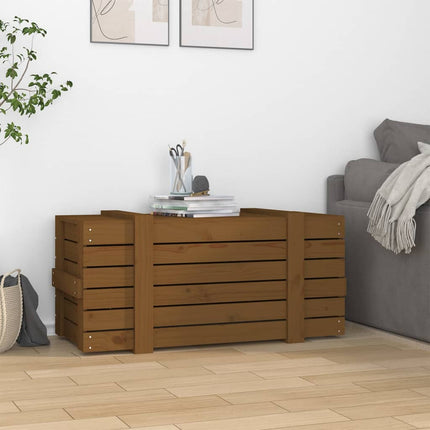 Förvaringslåda honungsbrun 91x40,5x42 cm massiv furu