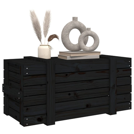 Förvaringslåda svart 91x40,5x42 cm massiv furu