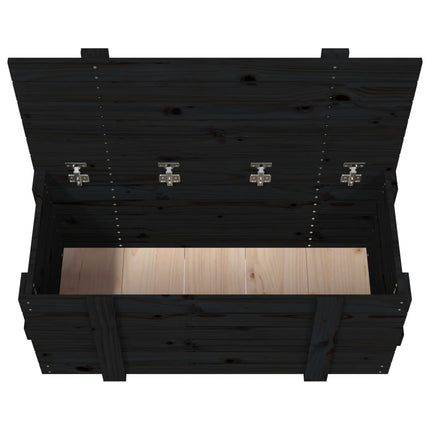 Förvaringslåda svart 91x40,5x42 cm massiv furu