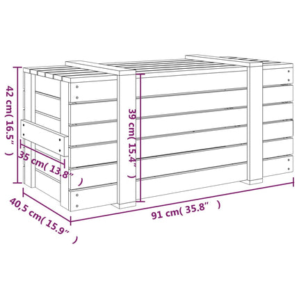 Förvaringslåda svart 91x40,5x42 cm massiv furu