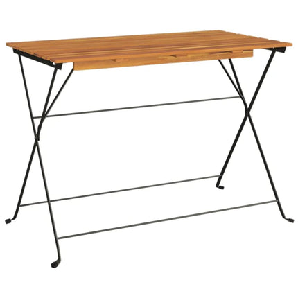 Hopfällbart cafébord 100x54x71 cm massivt akaciaträ och stål