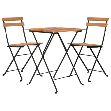 Hopfällbart caféset 3 delar massiv teak och stål