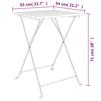 Hopfällbart cafébord 55x54x71 cm massiv teak och stål