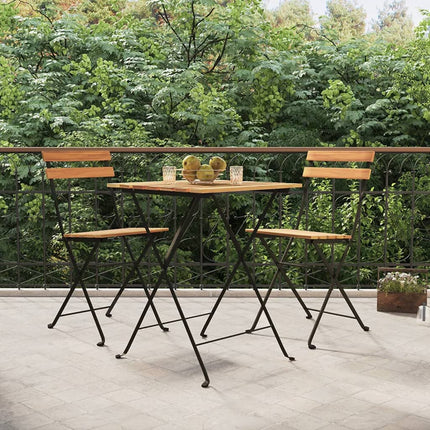 Hopfällbara caféstolar 2 st massiv teak och stål