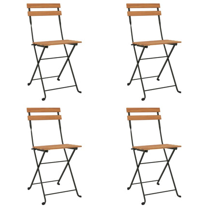 Hopfällbara caféstolar 4 st massiv teak och stål