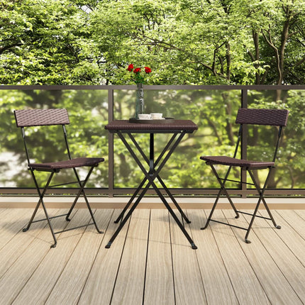 Hopfällbart caféset 3 delar konstrotting brun