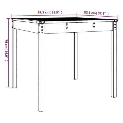 Trädgårdsbord vit 82,5x82,5x76 cm massiv furu